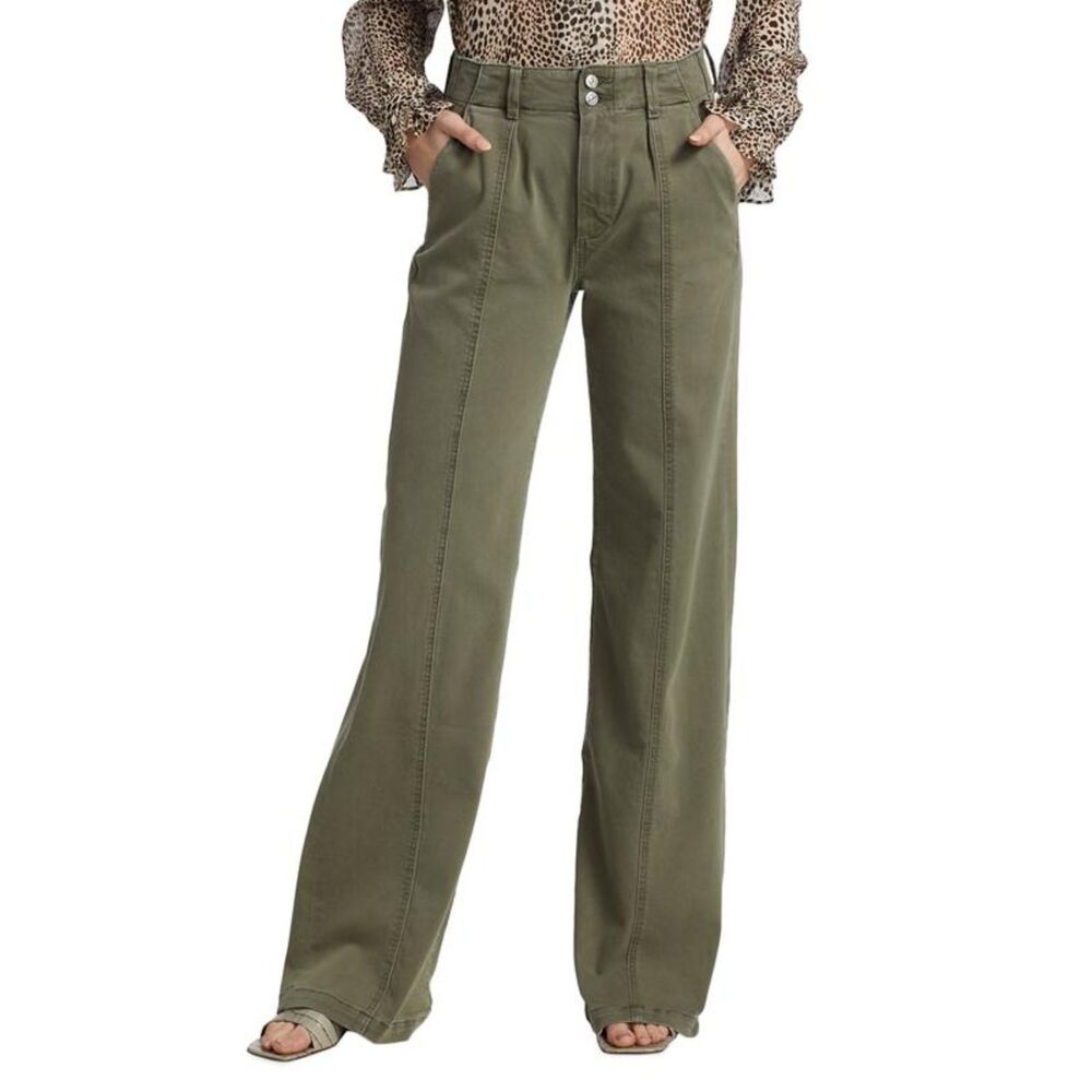 Paige Brooklyn High Waist Cropped Wide Leg Utility Pants, Vintage Ivy Green Work